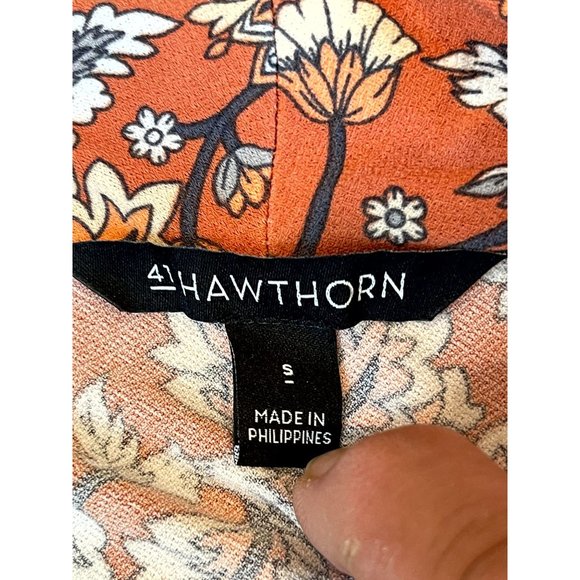 41 Hawthorn Women Faux Wrap Blouse Top Stretch Floral WGK10300 Orange Size Small - Picture 6 of 8